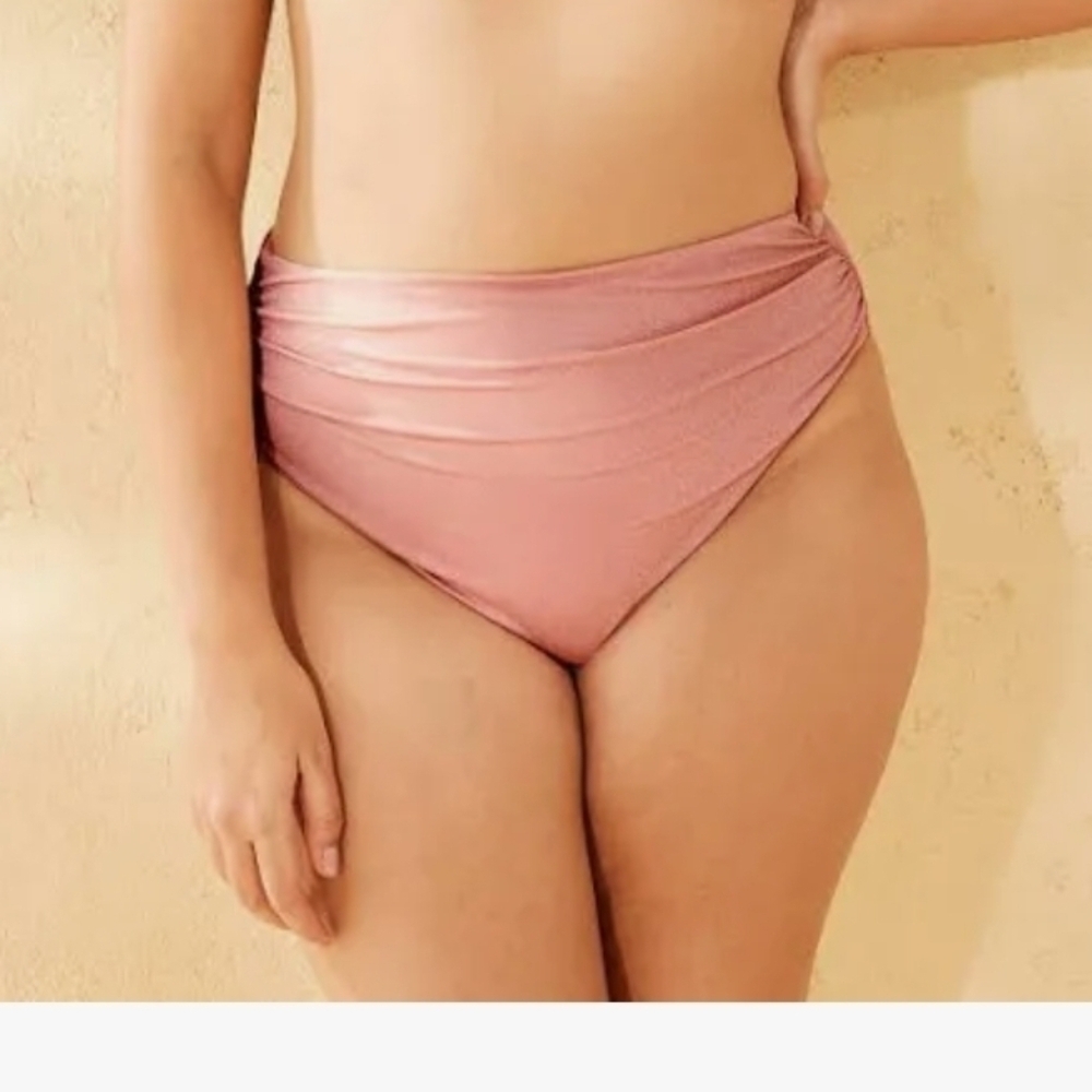 Shade & Shore Women's Sparkle High Waist Medium Coverage Bikini Bottom Size L